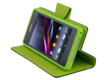 Mercury Goospery Colour Fancy Diary Case with Stand for Sony Xperia Z1 Compact - Navy/Lime