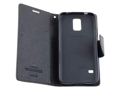 Mercury Goospery Colour Fancy Diary Case with Stand for Samsung Galaxy S5 - Classic Black