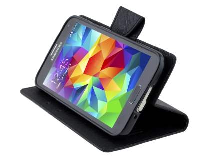 Mercury Goospery Colour Fancy Diary Case with Stand for Samsung Galaxy S5 - Classic Black