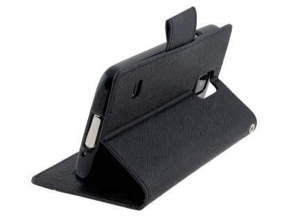 Mercury Goospery Colour Fancy Diary Case with Stand for Samsung Galaxy S5 - Classic Black