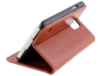 Synthetic Leather Wallet Case with Stand for Samsung Galaxy S5 - Brown