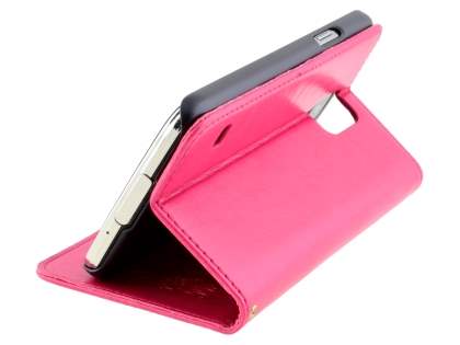 Synthetic Leather Wallet Case with Stand for Samsung Galaxy S5 - Pink