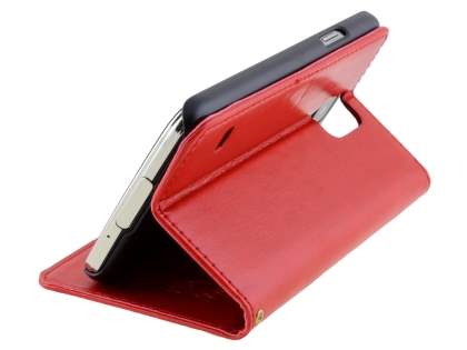 Synthetic Leather Wallet Case with Stand for Samsung Galaxy S5 - Red