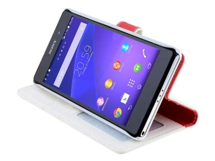 Synthetic Leather Wallet Case with Stand for Sony Xperia Z2 - Pearl White