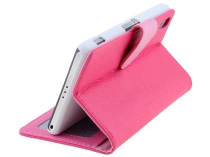 Synthetic Leather Wallet Case with Stand for Sony Xperia Z2 - Hot Pink