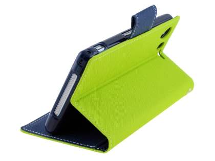 Mercury Goospery Colour Fancy Diary Case with Stand for Sony Xperia Z1 - Lime/Navy