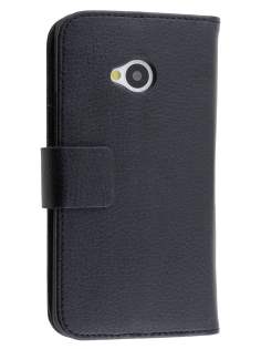 HTC One M7 Slim Synthetic Leather Wallet Case with Stand - Classic Black HTC One M7 Slim Synthetic Leather Wallet Case with Stand - Classic Black