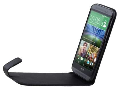 HTC One M8 Synthetic Leather Flip Case - Classic Black