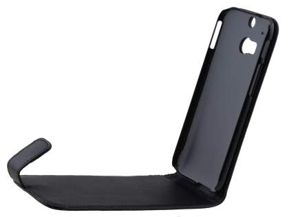 HTC One M8 Synthetic Leather Flip Case - Classic Black