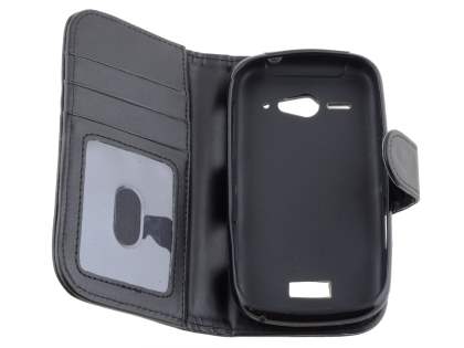 ZTE T83 Telstra Dave Synthetic Leather Wallet Case - Classic Black
