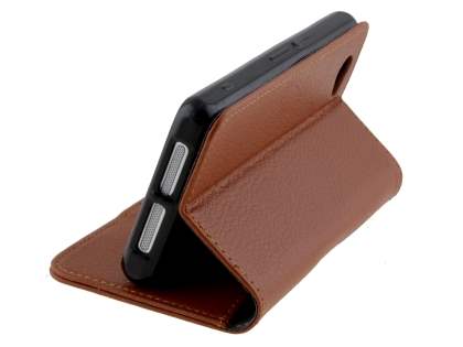 Synthetic Leather Wallet Case with Stand for Sony Xperia Z1 Compact - Brown
