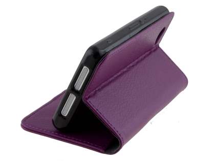 Synthetic Leather Wallet Case with Stand for Sony Xperia Z1 Compact - Purple