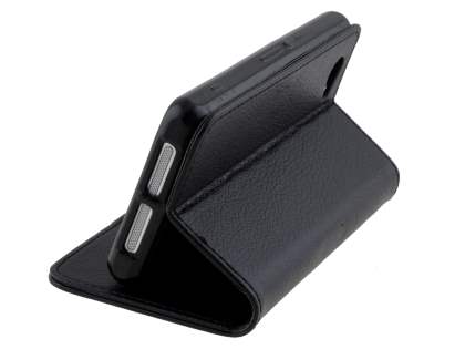 Synthetic Leather Wallet Case with Stand for Sony Xperia Z1 Compact - Black