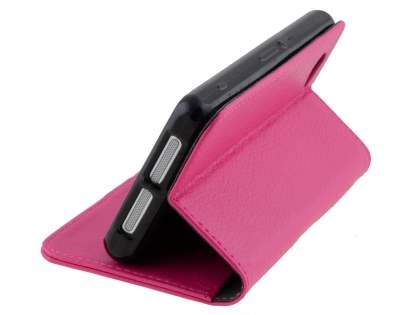 Synthetic Leather Wallet Case with Stand for Sony Xperia Z1 Compact - Pink