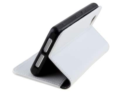 Synthetic Leather Wallet Case with Stand for Sony Xperia Z1 Compact - Pearl White