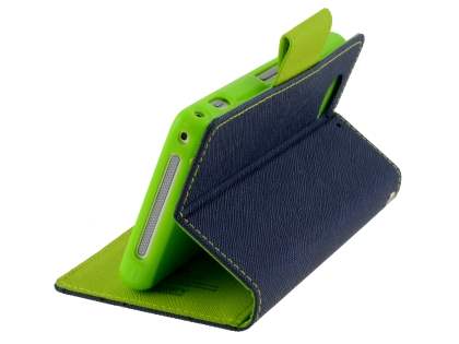 Mercury Goospery Colour Fancy Diary Case with Stand for Sony Xperia Z1 Compact - Navy/Lime