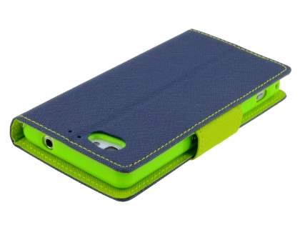 Mercury Goospery Colour Fancy Diary Case with Stand for Sony Xperia Z1 Compact - Navy/Lime