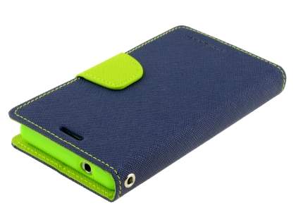 Mercury Goospery Colour Fancy Diary Case with Stand for Sony Xperia Z1 Compact - Navy/Lime