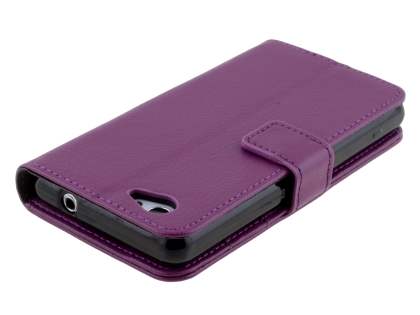 Synthetic Leather Wallet Case with Stand for Sony Xperia Z1 Compact - Purple