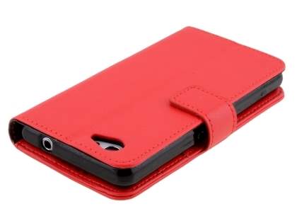 Synthetic Leather Wallet Case with Stand for Sony Xperia Z1 Compact - Red