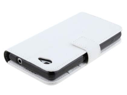 Synthetic Leather Wallet Case with Stand for Sony Xperia Z1 Compact - Pearl White