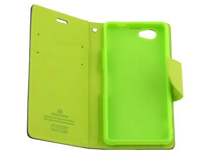 Mercury Goospery Colour Fancy Diary Case with Stand for Sony Xperia Z1 Compact - Navy/Lime