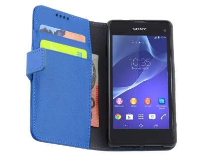 Synthetic Leather Wallet Case with Stand for Sony Xperia Z1 Compact - Blue