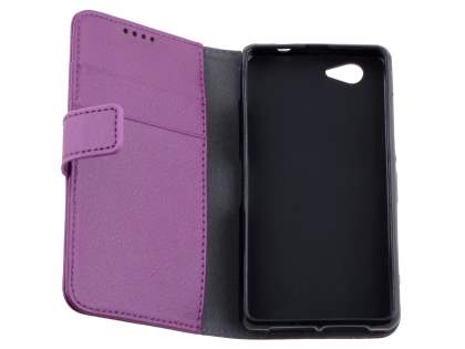Synthetic Leather Wallet Case with Stand for Sony Xperia Z1 Compact - Purple