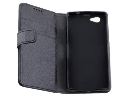 Synthetic Leather Wallet Case with Stand for Sony Xperia Z1 Compact - Black