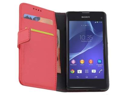 Synthetic Leather Wallet Case with Stand for Sony Xperia Z1 Compact - Red