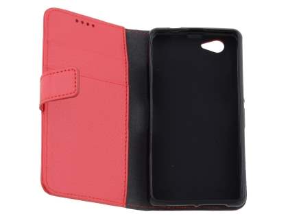 Synthetic Leather Wallet Case with Stand for Sony Xperia Z1 Compact - Red
