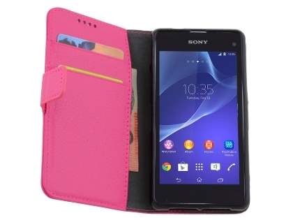 Synthetic Leather Wallet Case with Stand for Sony Xperia Z1 Compact - Pink