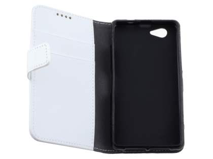 Synthetic Leather Wallet Case with Stand for Sony Xperia Z1 Compact - Pearl White