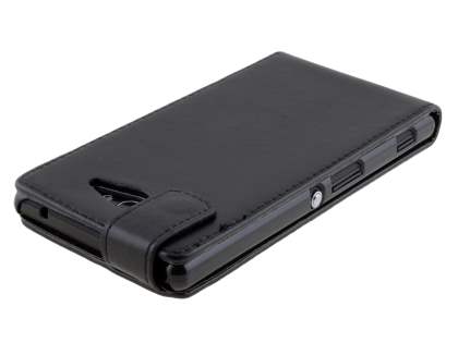 Synthetic Leather Flip Case for Sony Xperia M2 - Classic Black