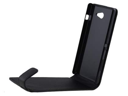 Synthetic Leather Flip Case for Sony Xperia M2 - Classic Black