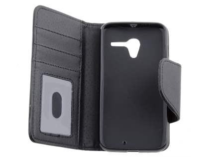 Motorola Moto X XT1058 Synthetic Leather Wallet Case - Classic Black