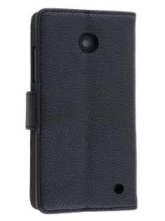 Synthetic Leather Wallet Case with Stand for Nokia Lumia 635/636/630 - Classic Black Leather Wallet Case