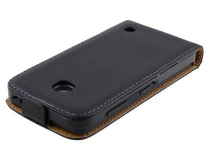 Slim Genuine Leather Flip Case for Nokia Lumia 635/636/630 - Classic Black