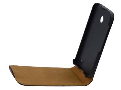 Slim Genuine Leather Flip Case for Nokia Lumia 635/636/630 - Classic Black
