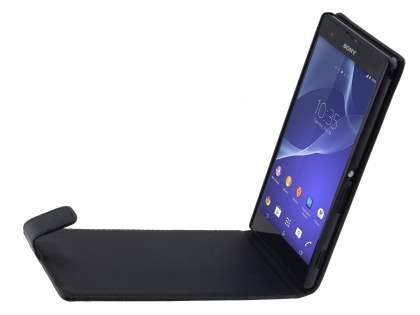 Synthetic Leather Flip Case for Sony Xperia T2 Ultra - Classic Black