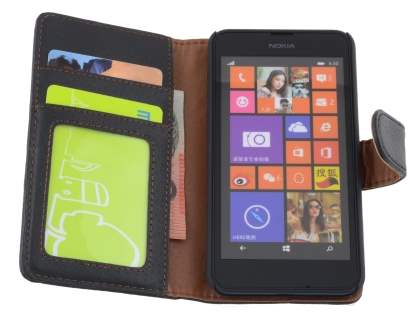 Synthetic Leather Wallet Case with Stand for Nokia Lumia 635/636/630 - Classic Black