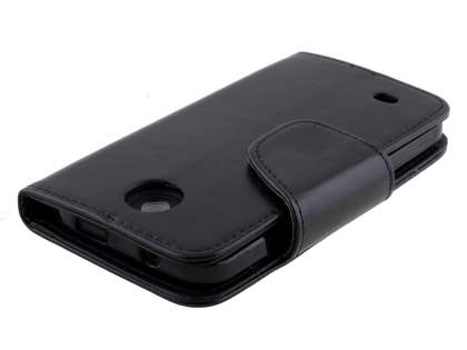 HTC Desire 300 Synthetic Leather Wallet Case with Stand - Classic Black