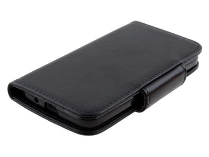 HTC Desire 300 Synthetic Leather Wallet Case with Stand - Classic Black