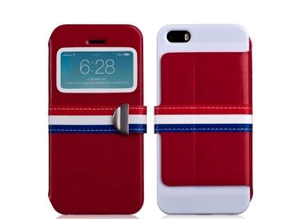 Momax French Style Flip View Case for iPhone SE(1st Gen)/5s/5 - Red