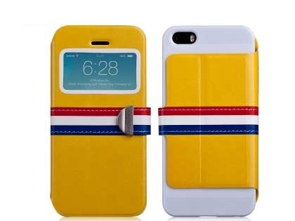 Momax French Style Flip View Case for iPhone SE(1st Gen)/5s/5 - Canary Yellow