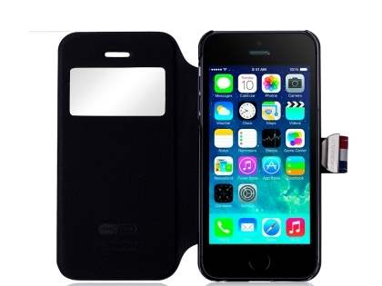 Momax French Style Flip View Case for iPhone SE(1st Gen)/5s/5 - Classic Black