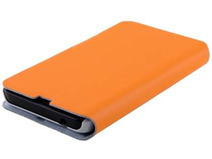 Slim Genuine Leather Portfolio Case for Nokia Lumia 635/636/630 - Orange