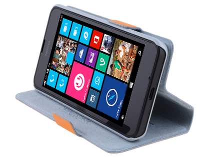 Slim Genuine Leather Portfolio Case for Nokia Lumia 635/636/630 - Orange