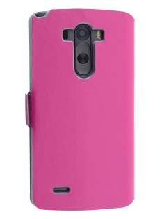 Slim Genuine Leather Portfolio Case for LG G3 - Pink Leather Wallet Case