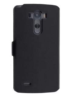 Slim Genuine Leather Portfolio Case for LG G3 - Black Leather Wallet Case